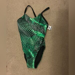Green black and grey PowerFLEX Eco size 32 Speedo swimsuit lightly used